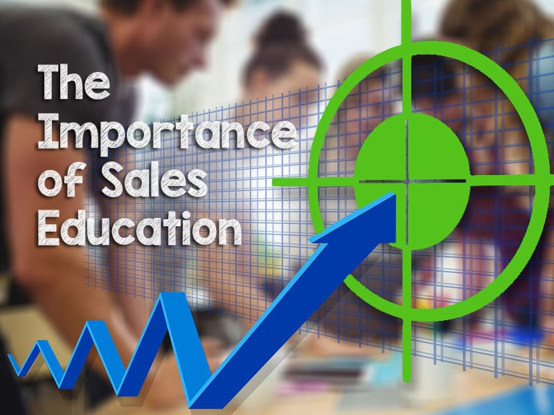 An upwards arrow pointing at a target to illustrate the importance of sales education